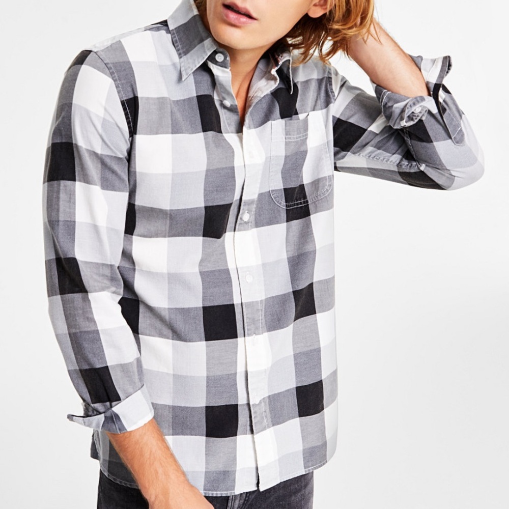 Sun + Stone • Men's Burke Regular-Fit Plaid Button-Down Shirt - Size XXL - Picture 15 of 16